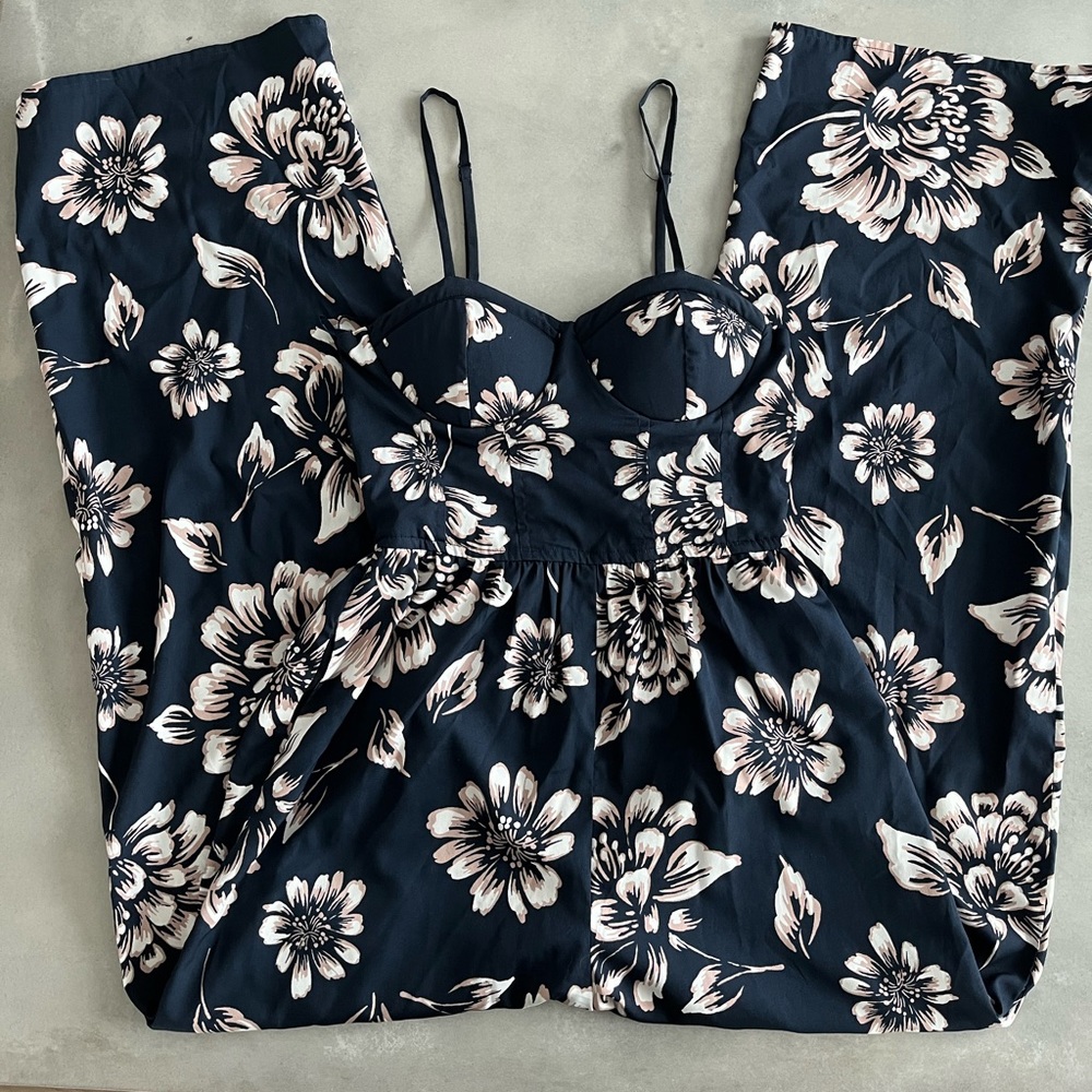 Navy Floral Jumpsuit